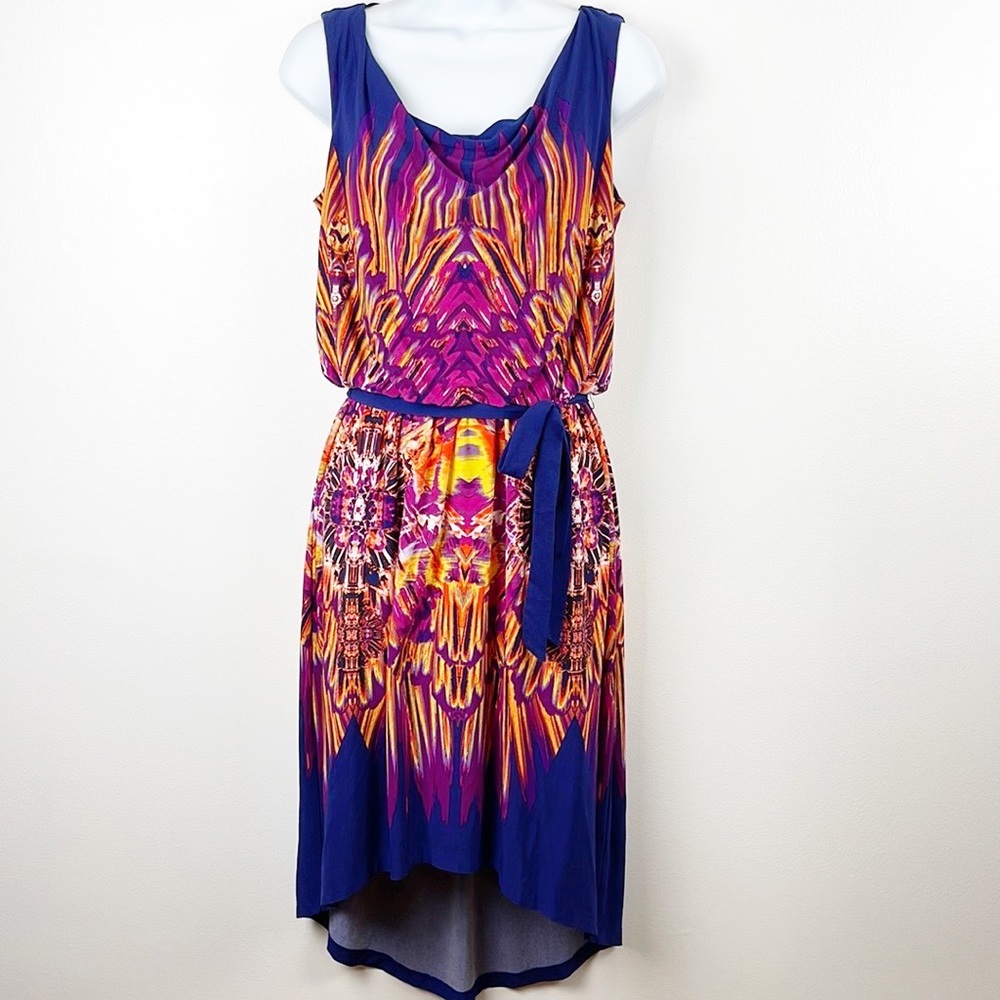 Fenn Wright Manson Vibrant Purple, Pink & Orange High-Low Dress